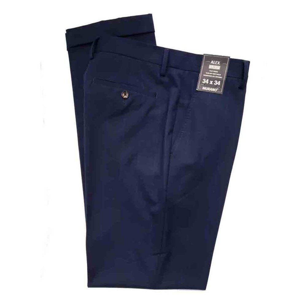 Murano Alex Slim Fit Dress Pants Navy Blue Flat Front Check Men's Size 34 X 34
